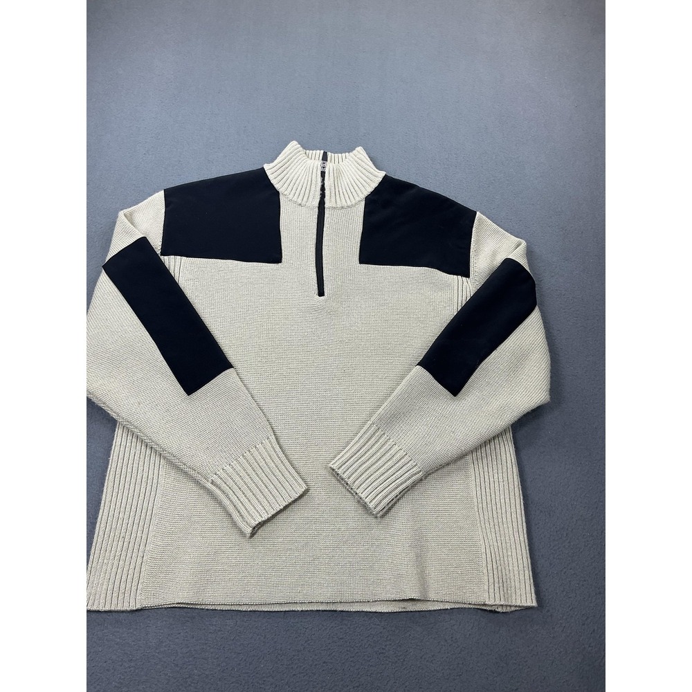 Obermeyer Sweater Mens Medium Beige Acrylic Wool 1/4 Zip‎ Mock Neck Pullover Ski